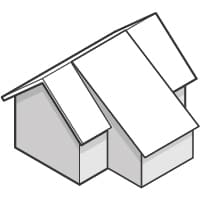 gable roof with shed roof addition